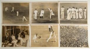 The Ashes. England v Australia 1934. &lsquo;Verity&rsquo;s Match&rsquo;. A selection of fourteen mono press photographs featuring this Test match and Tests at other grounds during the series. Photographs include action images including Sutcliffe batting at Lord&rsquo;s, the play