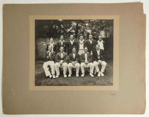 Gentlemen v Players, Lord&rsquo;s 1936. Official mono photograph of the Players team who played against the Gentlemen on the 15th-17th July 1936. The players seated and standing in rows wearing cricket attire and various cricket blazers include Hammond (Captain