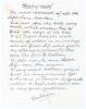 Ellis Pembroke Robinson. Yorkshire & Somerset 1934-1952. One page handwritten letter/manuscript on lined paper from Robinson to Alan Hill, Verity&rsquo;s biographer. Robinson is responding to Hill&rsquo;s request for his thoughts on Verity. Robinson&rsquo;s reply reads &lsquo;He
