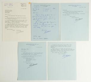 William Eric &lsquo;Bill&rsquo; Bowes. Yorkshire & England 1929-1947. Selection of five handwritten letters to Alan Hill, Verity&rsquo;s biographer regarding the preparation and publication of Hill&rsquo;s book on Verity. The letters date from March 1984 to March 1986. In the fi