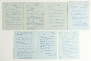 Charles John Barnett. Gloucestershire & England 1927-1948. Selection of seven handwritten letters, some quite extensive, to Alan Hill, Verity&rsquo;s biographer regarding the preparation, planning and publication of Hill&rsquo;s book on Verity. The letters, all writt
