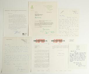 Hedley Verity. Yorkshire & England, 1930-39. Selection of six typed and handwritten letters to Alan Hill, Verity&rsquo;s biographer, following the publication of Verity biography. The letters, all dated 1986, the year the book was published, from players who pl