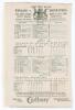 England v South Africa 1924. Original commemorative silk scorecard for the 1st Test played at Edgbaston, 14th- 17th June 1924. England were put in to bat and scored 438 with five batsmen scoring over fifty (Hobbs 76, Sutcliffe 64, Woolley 64, Hendren 74 a
