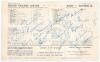 Kent v Australians 1953. Official scorecard for the tour match played at Canterbury on the 29th, 30th August, 1st September 1953, Signed to scorecard in ink by ten of the Australians and by nine of the Kent team who played in the game plus commentator Pet