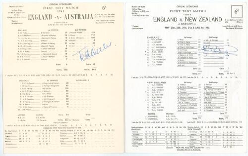 England v Australia, Edgbaston 1964. Official scorecard for the First Test match played on the 8th-13th June 1964. Signed by Ted Dexter who made 180 in the England second innings. Sold with a further Edgbaston scorecard signed by Ken Barrington who made 1