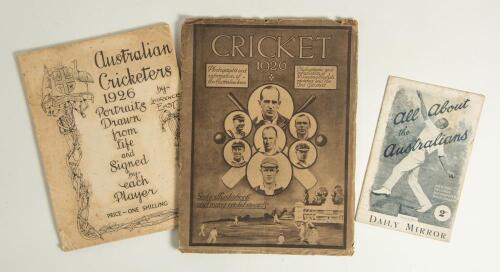 Australia 1926. &lsquo;Cricket 1926&rsquo;. Official pre tour brochure with pictures of the Australian team, thirty leading English cricketers and the Test grounds. Pub by Barton & Co, London 1926. Original pictorial wrappers, some wear with small loss to wrappers ex