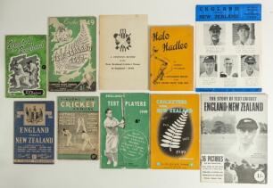 New Zealand tour to England 1949. Ten various brochures and programmes from the tour including &lsquo;A Complete Record of the New Zealand Cricket Team in England 1949&rsquo; Whitcombe & Tombs Ltd, &lsquo;Halo for Hadlee. A lighthearted history of the New Zealand cricket t
