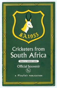 South Africa Tour to England 1955. Official pictorial pre-tour souvenir programme for the 1955 tour published by Playfair, edited by Gordon Ross. Signed to the pen pictures by sixteen members of the touring party. Signatures are Cheetham (Captain), McGlew