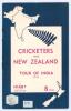 &lsquo;Cricketers from New Zealand. Tour of India 1955-56&rsquo;. Sport & Pastime Publication. Pen pictures, biographies, fixtures etc. Rarer tour brochure, name &lsquo;Don Neely&rsquo; to first advertising page suggesting this was his copy. Good condition