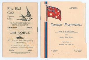 Australia. E.L. Waddy&rsquo;s tour to Queensland 1935. A tour brochure and match programme from the tour made up by a team of prominent Australian cricketers captained by Stan McCabe, with other Test players including Ernest Bromley, Clarrie Grimmett, Bill Brow