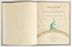 Australia Tour to Ceylon and India 1935/36. &lsquo;Official Souvenir of the Visit to India of H.H. the Maharajadhiraj of Patiala&rsquo;s Team of Australian Cricketers 1936&rsquo;. 30th Nov. to 8th Dec. 1935&rsquo;. Official brochure compiled by C.D. Parthasarathy, edited and pub