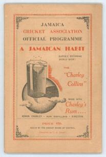 Yorkshire C.C.C. tour to Jamaica 1935/36. &lsquo;Jamaica Cricket Association Official Programme&rsquo; compiled by C.A. Lopez and issued by the Jamaica Cricket Board of Control. 88pp pre-tour booklet comprising tour itinerary, player profiles, three blank fold-out sc
