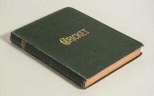 &lsquo;Cricket: A Weekly Record of the Game&rsquo;. Volume III nos. 50-79 (31st January to 25th December 1884). Illustrated. Original publisher&rsquo;s cloth, with titles in gilt, red speckled page edges. Pages complete with title and contents pages to front, lacking origi