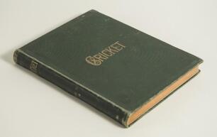 &lsquo;Cricket: A Weekly Record of the Game&rsquo;. Volume V nos. 110-139 (28th January to 30th December 1886). Illustrated. Original publisher&rsquo;s cloth, with titles in gilt, red speckled page edges. Pages complete with title and contents pages to front, lacking origi