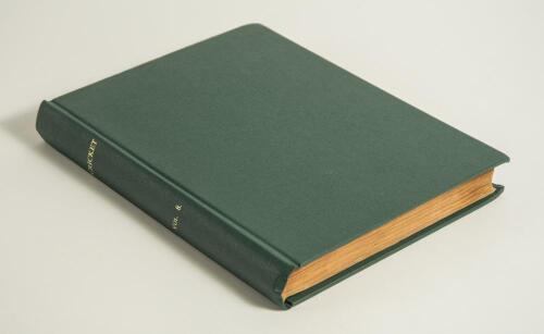&lsquo;Cricket: A Weekly Record of the Game&rsquo;. Volume VIII nos. 200-229 (24th January to 27th December 1889). Illustrated. Bound in modern green cloth, gilt title to spine. Pages complete with title and contents pages to front, lacking original wrappers. Complet