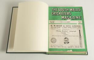 &lsquo;The South Wales Cricketers Magazine&rsquo; 1948-1953. A near complete run of the magazine bound as one volume in modern green cloth, gilt title to spine, original wrappers retained. Comprises a run of issues from Volume 1, no. 1 July 1948 to Volume 6, no. 1, A