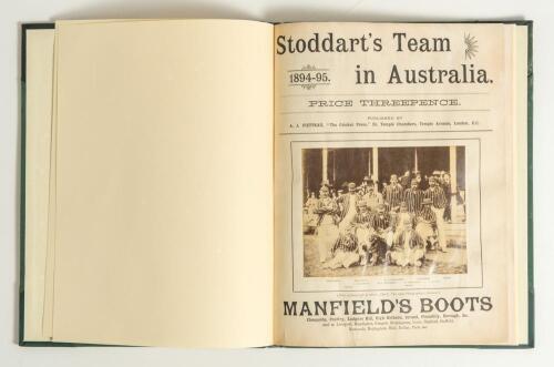 &lsquo;Stoddart&rsquo;s Team in Australia 1894-95&rsquo;. Printed and published by A.J. Fiettkau, &lsquo;Cricket Press&rsquo;, London 1895. Rare 16pp post-tour brochure with real sepia photograph of the team to front wrapper featuring Stoddart, McGregor, Philipson, Gay, Briggs, Brown,