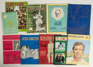 Cricket benefit and testimonial brochures 1947-1978. Ten official brochures, some signed. Includes &lsquo;Cricketers from the West Indies&rsquo; official brochure for the 1963 tour edited by Gordon Ross, signed to pen pictures by Basil Butcher, Michael Carew, Wes Hal