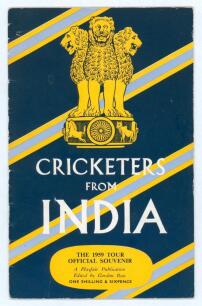 India tour to England 1959. Official Playfair souvenir tour brochure edited by Gordon Ross. Fully signed to the pen pictures by the eighteen featured members of the touring party. Signatures are Gaekwad (Captain), Roy, Apte, Borde, Contractor, Desai, Ghor