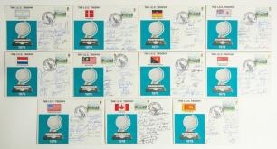 I.C.C. Trophy 1979. Collection of eleven first day covers for the competition held in England in 1979. Each of the covers have been signed by the team featured. The covers are for the United States of America, Argentina, Denmark, East Africa, Fiji, Nether