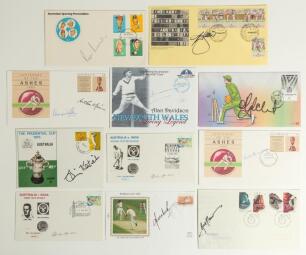 Australia. Selection of eleven various signed commemorative first day covers, odd one with more than one signatures. Signatures are D. Walters, A.Davidson, A. Gilchrist, A. Border, A. Morris, S. Katich, G. Lawson, S. Warne, R. Marsh, N. Harvey and D. Lill