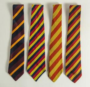 Norman Gifford. Worcestershire, Warwickshire & England 1960-83. Four cricket ties worn by Gifford during his career including two M.C.C. touring ties, his personal M.C.C. members tie and one other unknown tie. Good condition