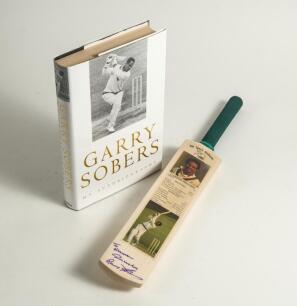 Norman Gifford. Worcestershire, Warwickshire & England 1960-83. &lsquo;Garry Sobers- My Autobiography&rsquo;. G. Sobers. London 2002. Nicely signed and dedicated to Gifford by Sobers to title page and a miniature cricket bat which records Garry Sobers career details 