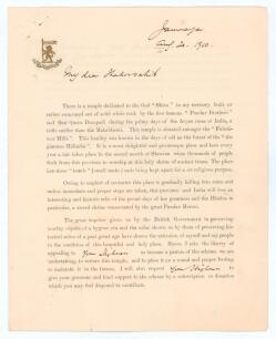 Kumar Shri Ranjitsinhji. Cambridge University, Sussex, London County & England, 1893-1920. Original two page printed letter on Jamnagar Palace official letterhead dated 20th August 1910 with handwritten salutation to &lsquo;My dear Thakorsahib&rsquo; and the signatur