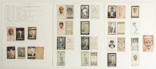 Kumar Shri Ranjitsinhji. Cambridge University, Sussex, London County & England, 1893-1920. A selection of twenty one early cigarette and trade cards, each featuring Ranji, all loose mounted to three large pages, some with additional duplicates displaying 