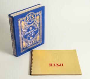 Ranjitsinhji. &lsquo;Ranji. A Centenary Album&rsquo;. Vasant Raiji. Bombay 1972. Original decorative gold stiffened board wrappers. Minor creasing to board extremities otherwise in good condition. Sold with &lsquo;Jamnagar. A Sketch of its Ruler and its Administration&rsquo;, nu