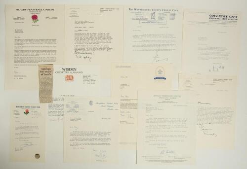 Cricket ephemera from the collection of Alan Curtis, English actor and Lord&rsquo;s cricket announcer. An interesting collection of signed letters to Curtis from officials at various cricket, rugby and football clubs including Geoffrey Howard, Surrey 1966, Bill