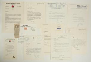 Cricket ephemera from the collection of Alan Curtis, English actor and Lord&rsquo;s cricket announcer. An interesting collection of signed letters to Curtis from officials at various cricket, rugby and football clubs including Geoffrey Howard, Surrey 1966, Bill