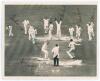 England v Australia, 5th Test, The Oval 1968. Three different original mono press photographs of the closing moments of the deciding 5th Ashes Test at the Oval, all with the England players fielding in close with Derek Underwood bowling. Two depict differ