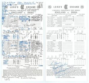 Graham Gooch record 333 & 123. England v India. Lord&rsquo;s 1990. Official scorecard from the collection of Alan Curtis, English actor and Lord&rsquo;s cricket announcer, with complete handwritten scores and heavily annotated in Curtis&rsquo; own hand, for the Lord&rsquo;s Test