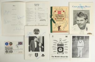 Cricket programmes, benefit and souvenir brochures, annuals, first day covers 1960s-1980s. A good selection from the collection of Alan Curtis, English actor and Lord&rsquo;s cricket announcer. Some items signed including brochures and programmes for Lord&rsquo;s Tav