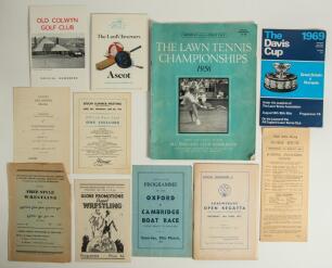 Sporting and other programmes 1940s-1990s. A selection of seventeen official programmes (one exception), covering sporting and other events, from the collection of Alan Curtis, English actor and Lord&rsquo;s cricket announcer. Eleven programmes are for sporting