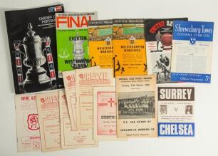 Cricket and football Charity, League and Cup programmes 1950/51 onwards. A selection of fourteen official programmes from the collection of Alan Curtis, English actor and Lord&rsquo;s cricket announcer. Includes two charity/ benefit match programmes for T.V. Al