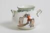 &lsquo;There&rsquo;s Style&rsquo;. Royal Doulton Black Boy miniature two handled bulbous pot, with printed image of a boy in red shirt and a floppy hat in batting pose in front of the wicket to one side and to the other, a crest with &lsquo;The All Black Team&rsquo;. Green floral deco - 3