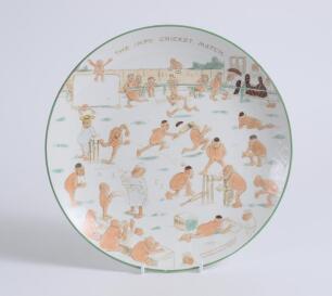 &lsquo;The Imps Cricket Match&rsquo;. Allertons 9&rdquo; diameter plate with imps playing cricket