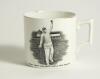 Hedley Verity. Yorkshire & England, 1930-39. W. Ellis of Bramley commemorative mug for &lsquo;Hedley Verity, England&rsquo;s Famous Spin Bowler&rsquo; with vignette of Verity in bowling pose. Verity&rsquo;s &lsquo;England and Australian Test Records&rsquo; to verso, ten wickets v Warwickshi