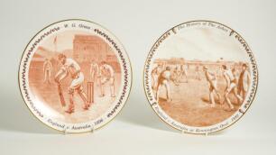 &lsquo;W.G. Grace&rsquo; England v Australia 1896. Royal Doulton bone china plate. The plate shows Grace batting and was produced from an original engraving. Collectors Gallery Edition 1998. Limited edition 262/7500. Sold with a similar plate &lsquo;The History of the Ashe