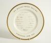 New Zealand 1973. Royal Worcester bone china plate produced by the factory to commemorate the New Zealand tour of England in 1973. The plate bears the printed signatures in gold of the New Zealand touring team visiting Worcester for the opening match of t