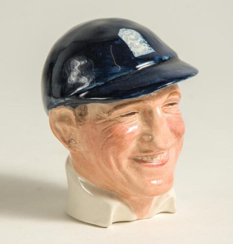Len Hutton. Ceramic figure of Hutton, head and shoulders, wearing England cap produced for the 5th Annual Dinner of the Endon & District Cricket Club held in 1955. Maker unknown. Very good condition