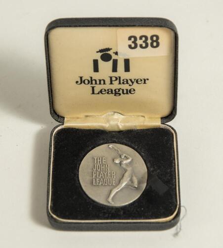 Dermot Alexander Reeve. Sussex, Warwickshire & England 1983-1996. John Player League 1985. Original silver metal Runner-Up medal awarded to Reeve playing for Sussex who finished in second position to Essex in the 1985 competition by two points. 1.75&rdquo;x2&rdquo;. 
