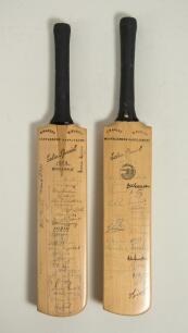 India tours to England 1952 and 1959. Two miniature replica &lsquo;Extra Special&rsquo; bats by G. Warsop & Sons, Marylebone, covering Test matches played at Lords. Both bats with maker&rsquo;s names to shoulders, and &lsquo;Warsop&rsquo; stamped to the top of the handle, each of whic