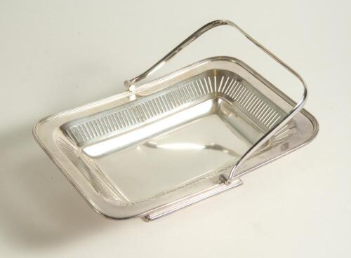 Roy Kilner. Yorkshire, Europeans & England 1911-1927. Excellent silver plated swing handle cake/fruit basket with pierced basket like decoration and oblong collet foot. The basket with inscription &lsquo;Presented to Private Roy Kilner on the occasion of his ma