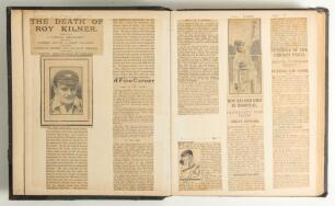 Roy Kilner. Yorkshire, Europeans & England 1911-1927. Large black album recording the press reaction of Roy Kilner&rsquo;s death. The well presented album has cuttings, reports and articles following his death on April 5th 1928. The press cuttings are taken fro