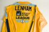 Neil John Lenham. Sussex 1984-1997. Sussex yellow &lsquo;AXA&rsquo; Sunday League shirt with blue and black trim by Hogger Sports. &lsquo;Sussex&rsquo;, martlets emblem and &lsquo;Merrydown&rsquo; sponsor&rsquo;s logo to front. Player&rsquo;s name and &lsquo;Axa&rsquo; logo to reverse. The shirt worn by Lenham in - 2
