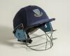 Sussex 1st XI navy blue batting helmet with grill with Sussex emblem to front, The helmet, made by Albion C&D of Australia. The helmet with signs of wear otherwise in good original used condition. Player unknown