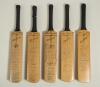 Australia tours to England 1948-1965. Five miniature replica &lsquo;Extra Special&rsquo; bats by G. Warsop & Sons, Marylebone, covering the Test matches played, mainly at Lords (one exception). The 1948 bat with trademark cannon emblem stamp to face below the splice.